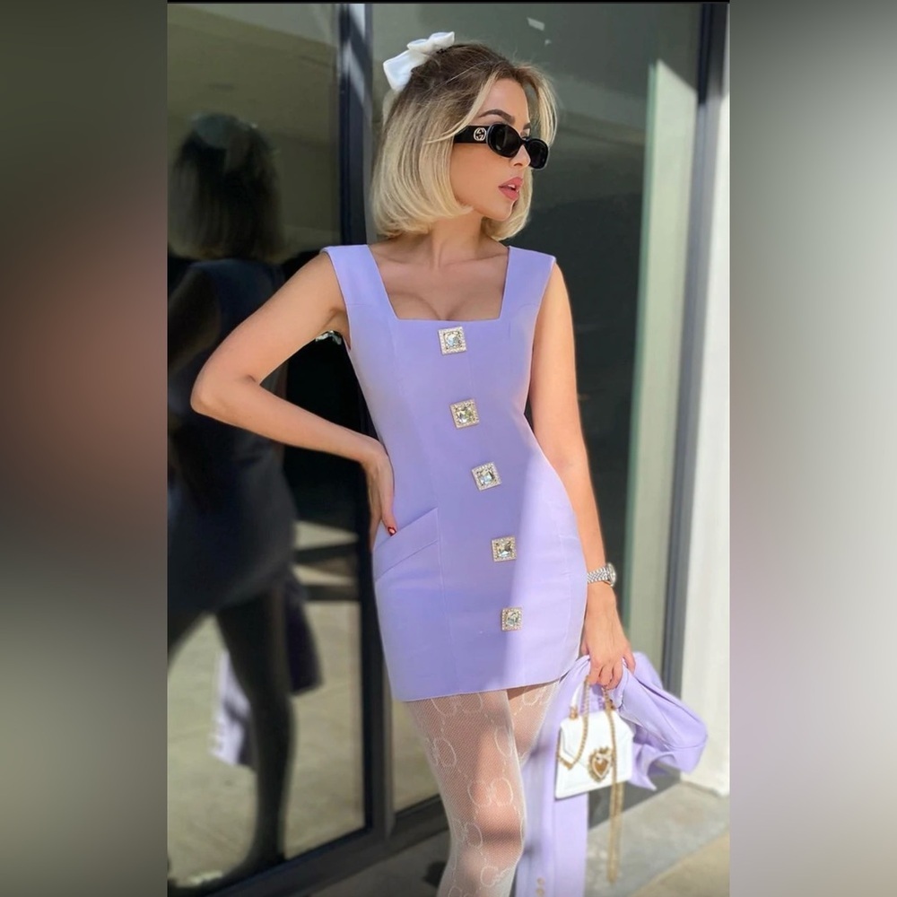 Elegant Lavender Dress with Blazer - Picture 4 of 4